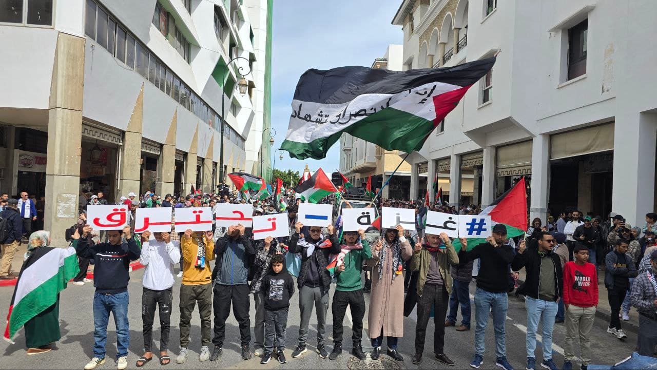 Cover Image for “عيشي حرة يا غزة”.. المغاربة يهتفون بالحرية لأرض الجهاد وأهلها الشجعان