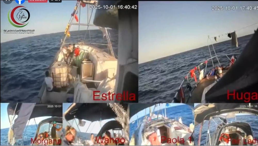 Cover Image for “لا أحد سينام هذه الليلة”… أسطول الصمود يقدر وصوله فجر يوم غد إلى غزة وسط “تهديدات صهيونية”