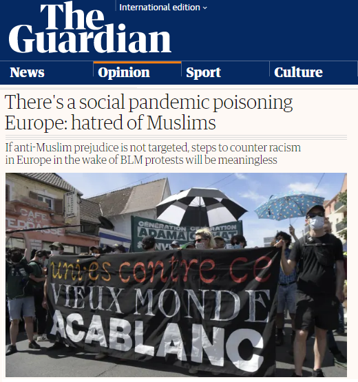Cover Image for الغارديان: كراهية المسلمين “جائحة اجتماعية” تهدّدُ أوروبا